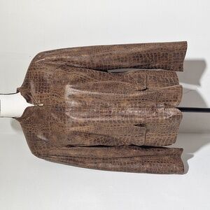 Alfred Dunner Brown Animal Print Full Zip L/S Mock Collar Jacket Size 14